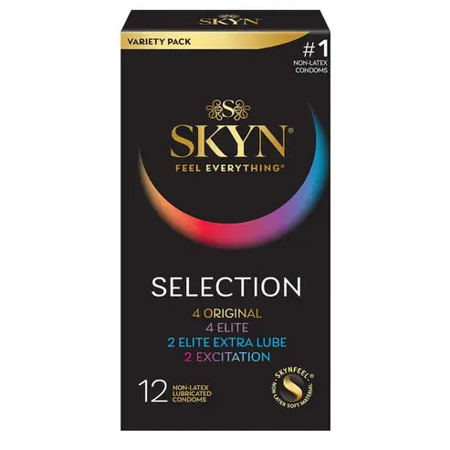 SKYN Selection Non-Latex Condoms - 12 Count; SKYN Original, Excitation, Elite & Elite Extra Lube
