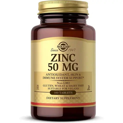 SOLGAR, Zinc for Healthy Skin, Taste & Vision - Immune System & Antioxidant Support - Supports Cell Growth & DNA Formation - Non GMO, Vegan, Gluten Free - 100 Servings
