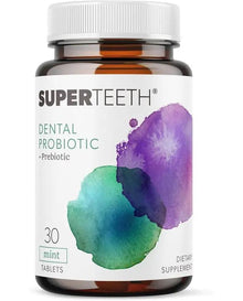 SUPER TEETH Chewable Dental Probiotic for Kids and Adults | Holistic Oral Probiotic That Supports Healthy Teeth and Gums | Sugar-Free Natural Mint Flavor | Fluoride Free 30ct
