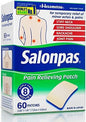 Salonpas Pain Relieving Patch for Back, Neck, Shoulder, Knee Pain and Muscle Soreness - 8 Hour Pain Relief - 60 Count
