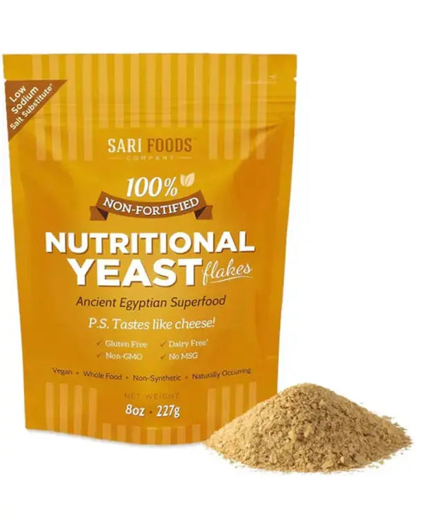 Sari Foods - Non-Fortified Nutritional Yeast Flakes, Superfood, Rich in Vegan Protein - 8oz
