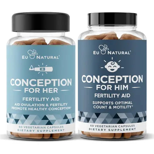 EU Natural Conception Fertility for Her & Him Bundle - Promote Hormone Balance, Cycle Consistency, Aid Ovulation – 120 Count