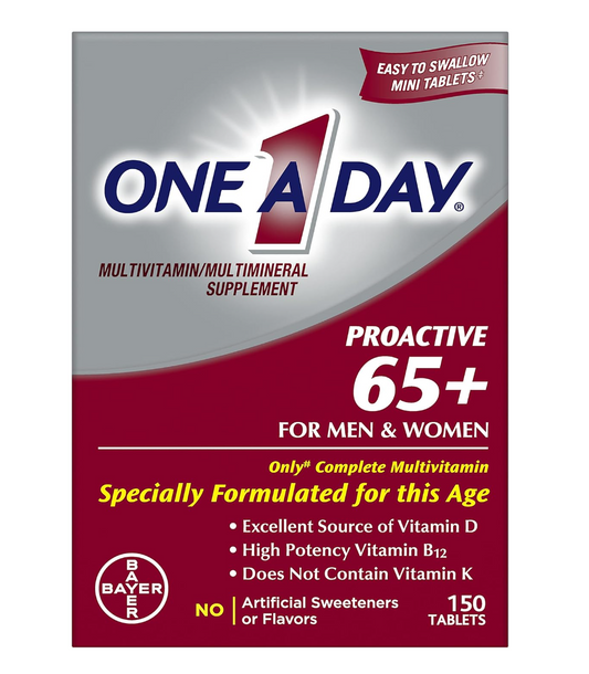 One A Day Proactive 65+, Mens & Womens Multivitamin, Supplement with Vitamin A, C, D, and Zinc, 150 Count