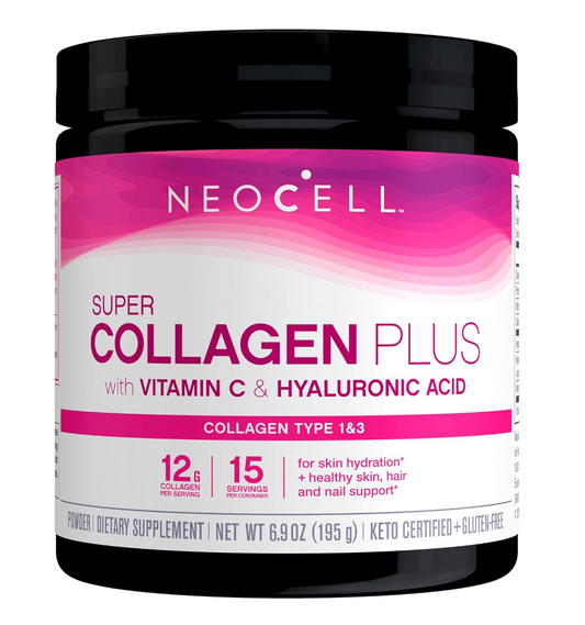 NeoCell Super Collagen Plus With Vitamin C and Hyaluronic Acid, Unflavored, Collagen Powder, 6.9 oz.