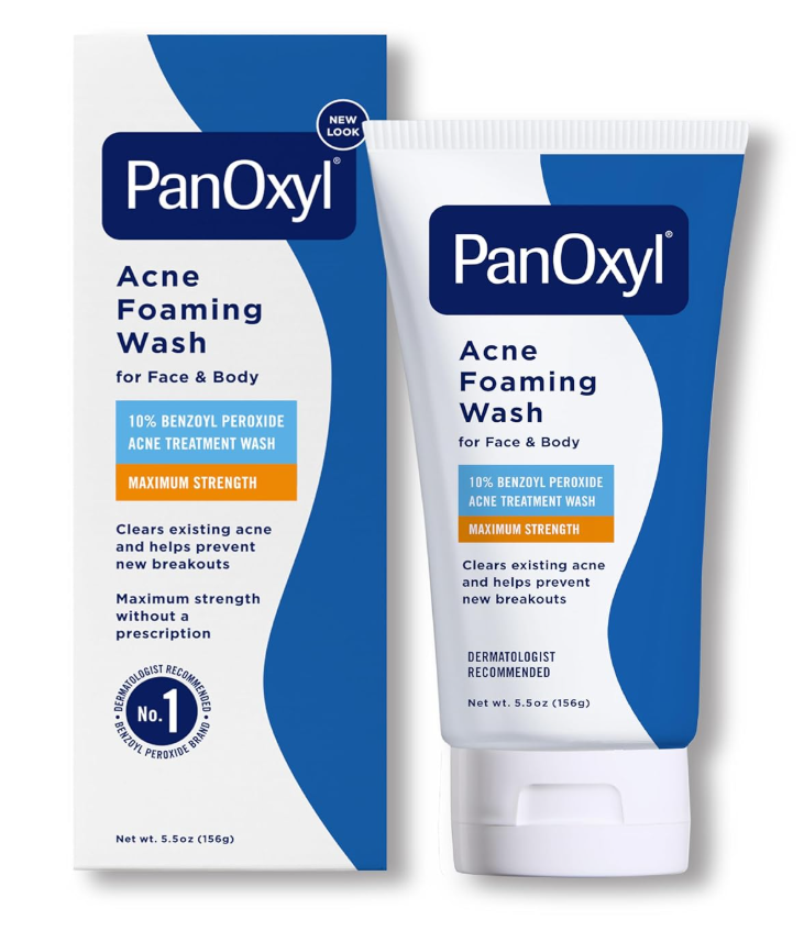 PanOxyl Acne Foaming Wash Benzoyl Peroxide 10% Maximum Strength Antimicrobial, 5.5 Oz