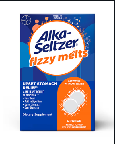 Alka-Seltzer Fizzy Melts, Dissolve on Tongue, Orange Flavor, 16 Tablets