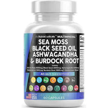 Sea Moss 3000mg Black Seed Oil 2000mg Ashwagandha 1000mg Turmeric 1000mg Bladderwrack 1000mg Burdock 1000mg & Vitamin C & D3 with Elderberry
