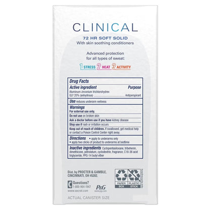 Secret Clinical Soft Solid Antiperspirant and Deodorant Light and Fresh (1.6oz-3ct)