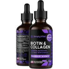 SimplyVital: Biotin & Collagen 30,000 mcg Liquid Drops for Hair, Skin, Nails for Men & Women - 2 fl oz
