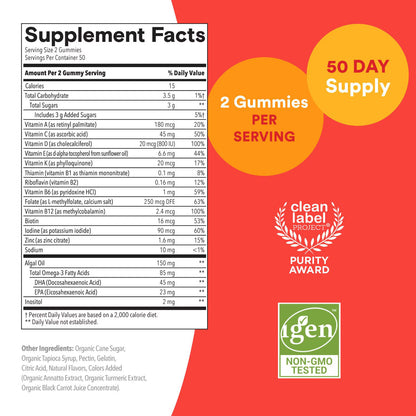 SmartyPants Kids Multivitamin Gummies, Vitamin D & C, Omega 3, Zinc, 100 Ct