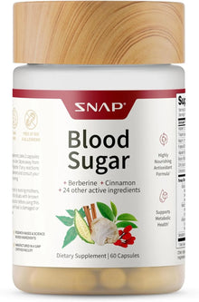 Snap Supplements Blood Sugar Blend, Berberine Supplement with Cinnamon, Organic Turmeric, Alpha Lipoic Acid, Zinc & Other Natural Herbs & Vitamins Non-GMO, 60 Capsules