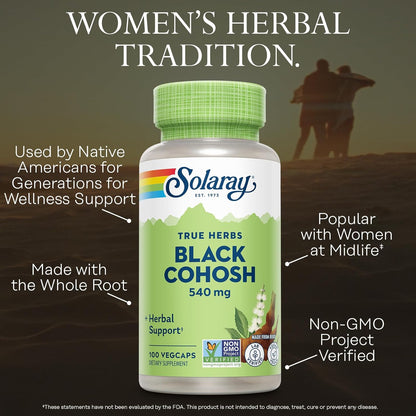 SOLARAY True Herbs Black Cohosh - Herbal Supplements for Women's Wellness