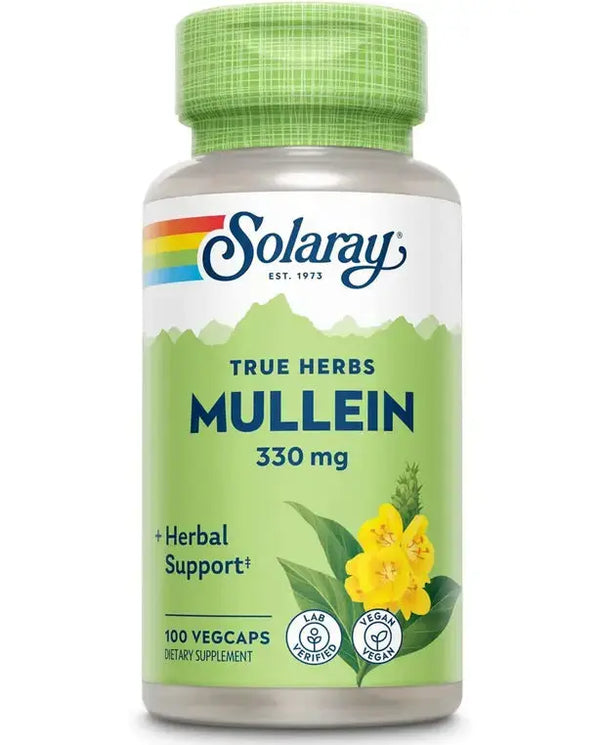 Solaray Mullein Leaf, Herbal Support for Healthy Respiratory and Bronchial Function and Soothing Support, Vegan, 60-Day Money-Back Guarantee, 100 Servings, 100 VegCaps