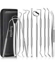 Sopito 11PCS Teeth Cleaning Tools Stainless Steel Dental Scraper, Home Use Basic Dental Tool Set
