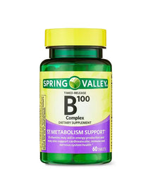 Spring Valley B-100 Complex Metabolism Support Dietary Supplement
Timed-Release Tablets, 60 Count