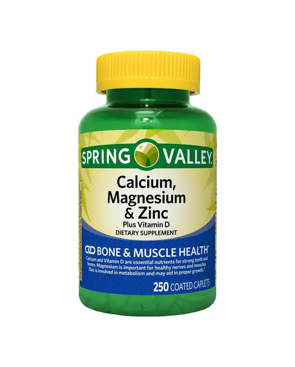 Spring Valley Calcium, Magnesium & Zinc Plus Vitamin D3 Coated
Caplets, 250 Count 