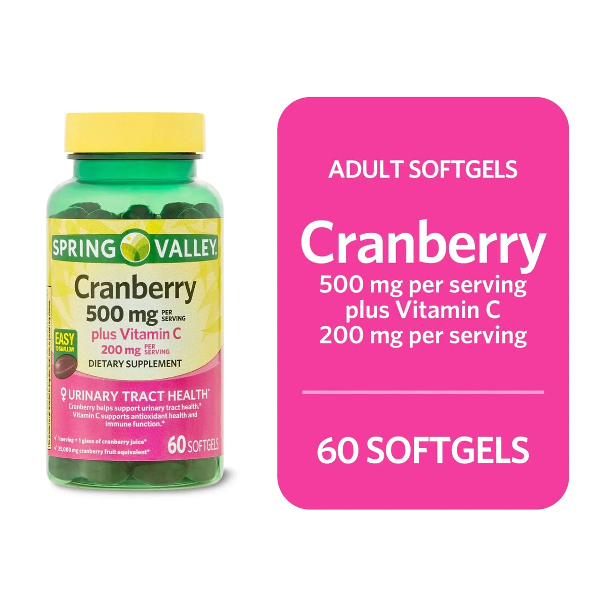 Cla Spring Valley Spring Valley Cranberry Dietary Supplement Softgels, 500mg, 60 Count ...