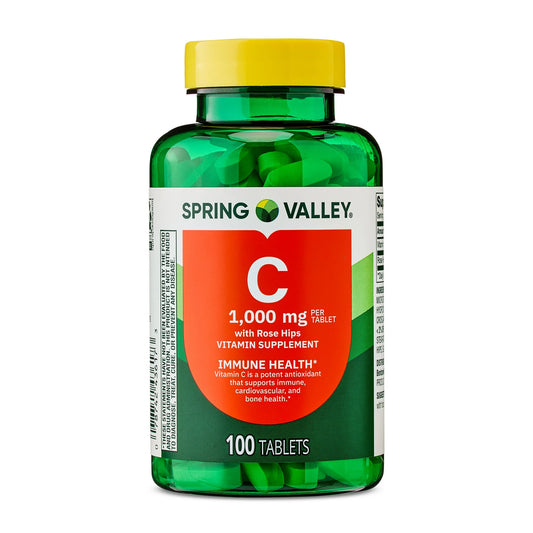 Spring Valley Vitamin C 1000mg with Rose hips 100 Tablets