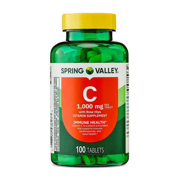 Spring Valley Vitamin C 1000mg with Rose hips 100 Tablets Spring Valley