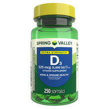Spring Valley Extra Strength Vitamin D3 Softgels, 125 mcg (5000 IU), 250 Count