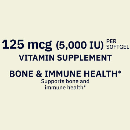 Spring Valley Extra Strength Vitamin D3 Softgels, 125 mcg (5000 IU), 250 Count