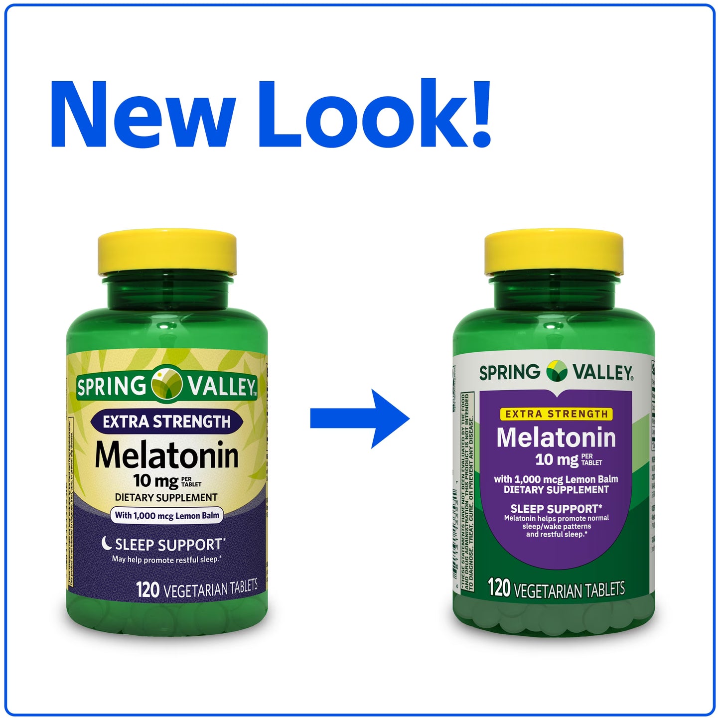 Spring Valley - Melatonin, Sleep Support with Lemon Balm, 10mg, 120 Vegetarian Tablets