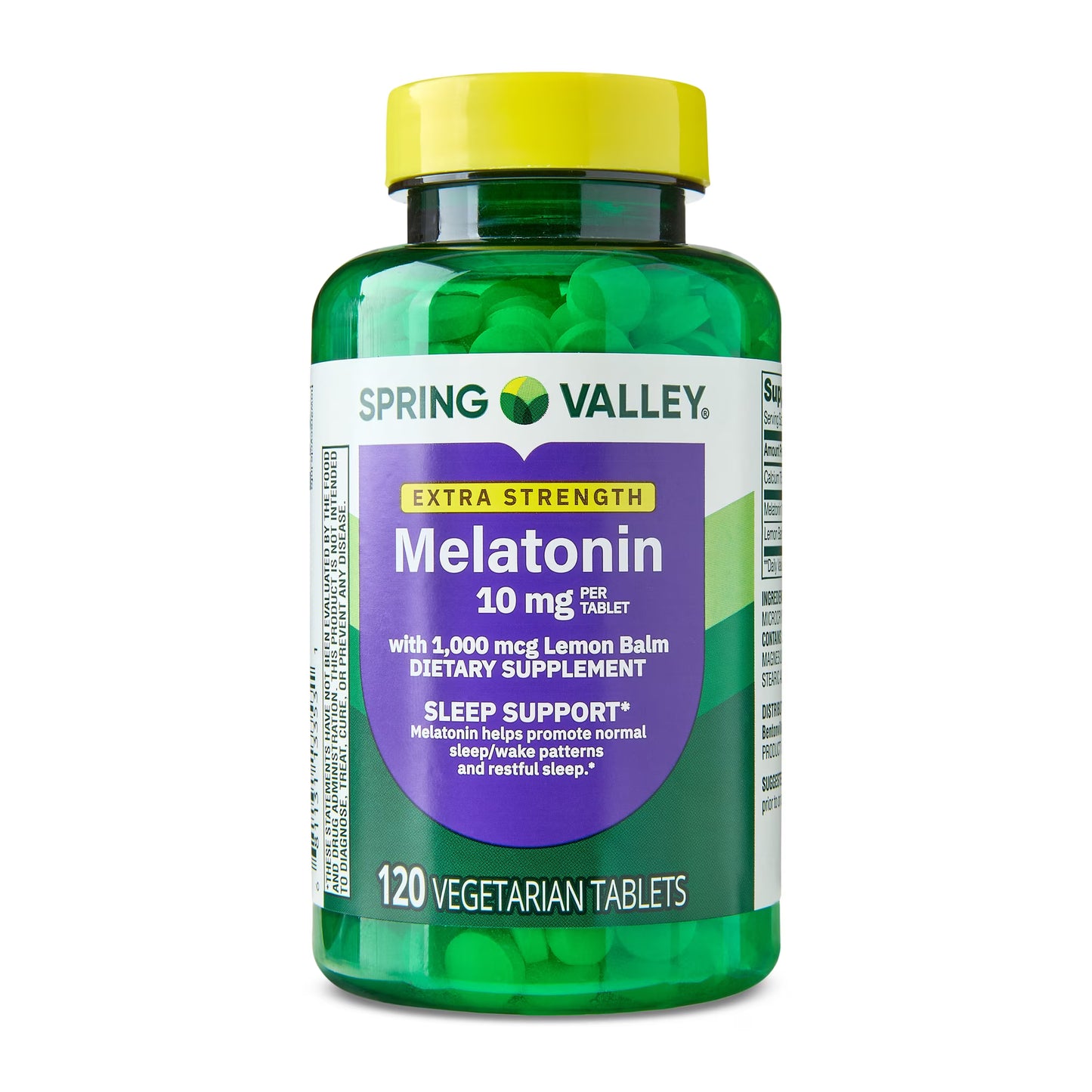 Spring Valley - Melatonin, Sleep Support with Lemon Balm, 10mg, 120 Vegetarian Tablets
