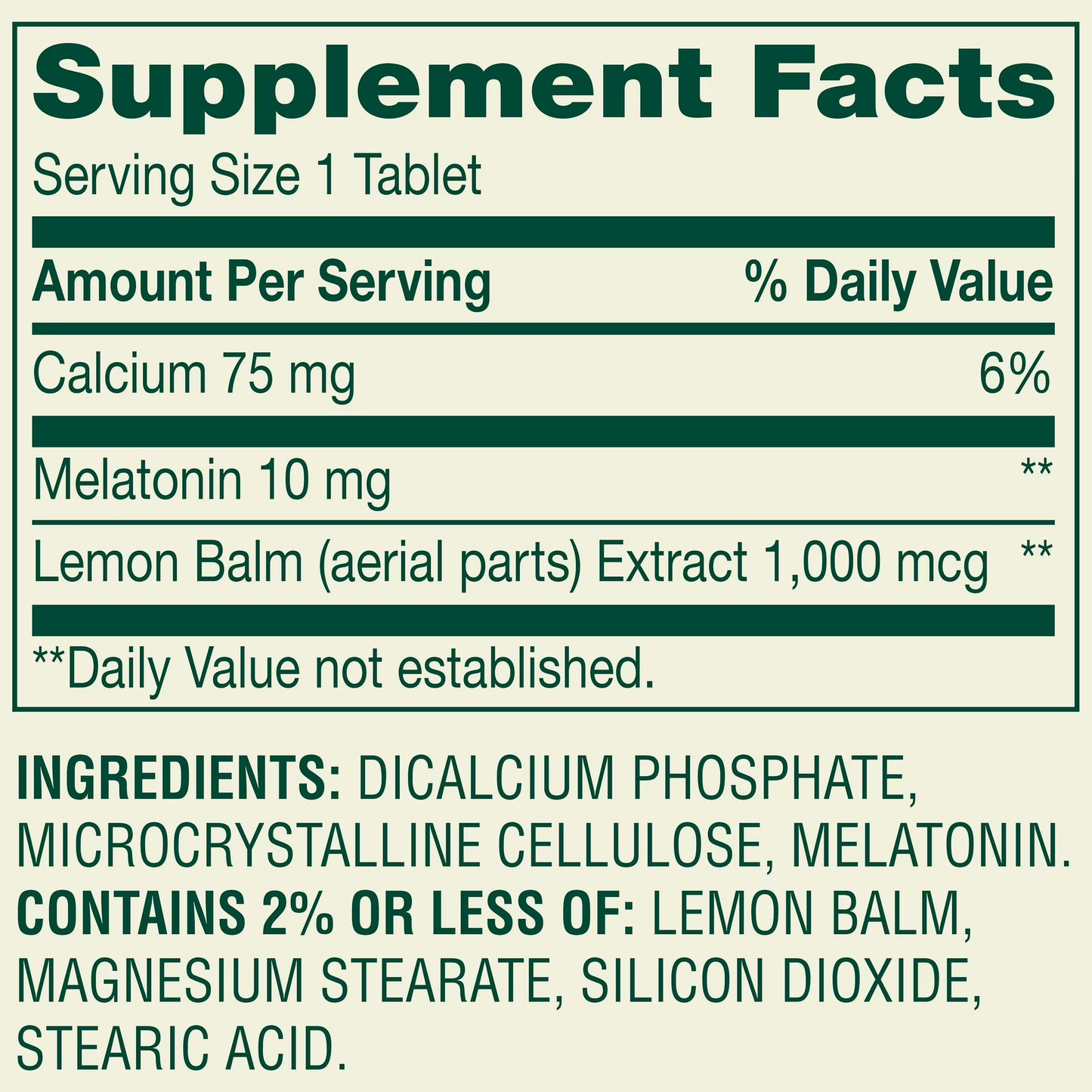 Spring Valley - Melatonin, Sleep Support with Lemon Balm, 10mg, 120 Vegetarian Tablets