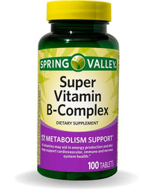 Spring Valley Super Vitamin B-Complex Tablets Dietary Supplement, 100
Count