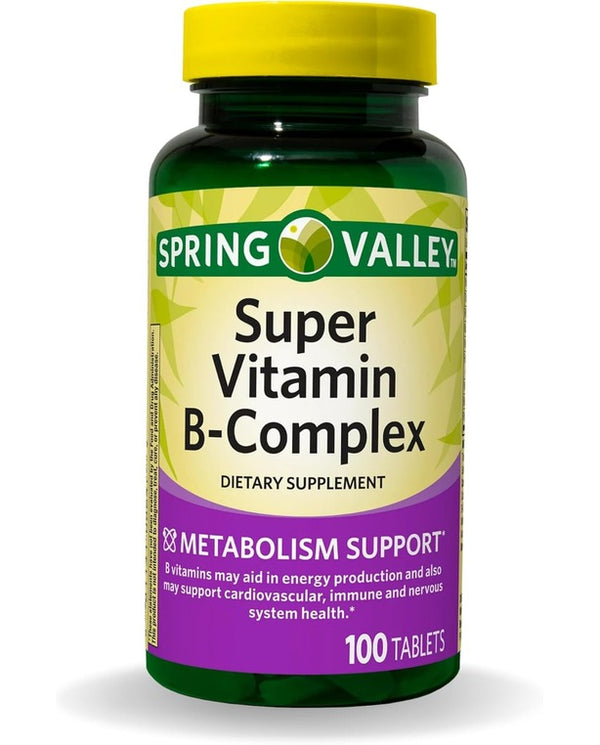 Spring Valley Super Vitamin B-Complex Tablets Dietary Supplement, 100
Count