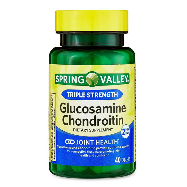 Spring Valley Triple Strength Glucosamine Chondroitin Tablets Dietary Supplement, 40 Count
