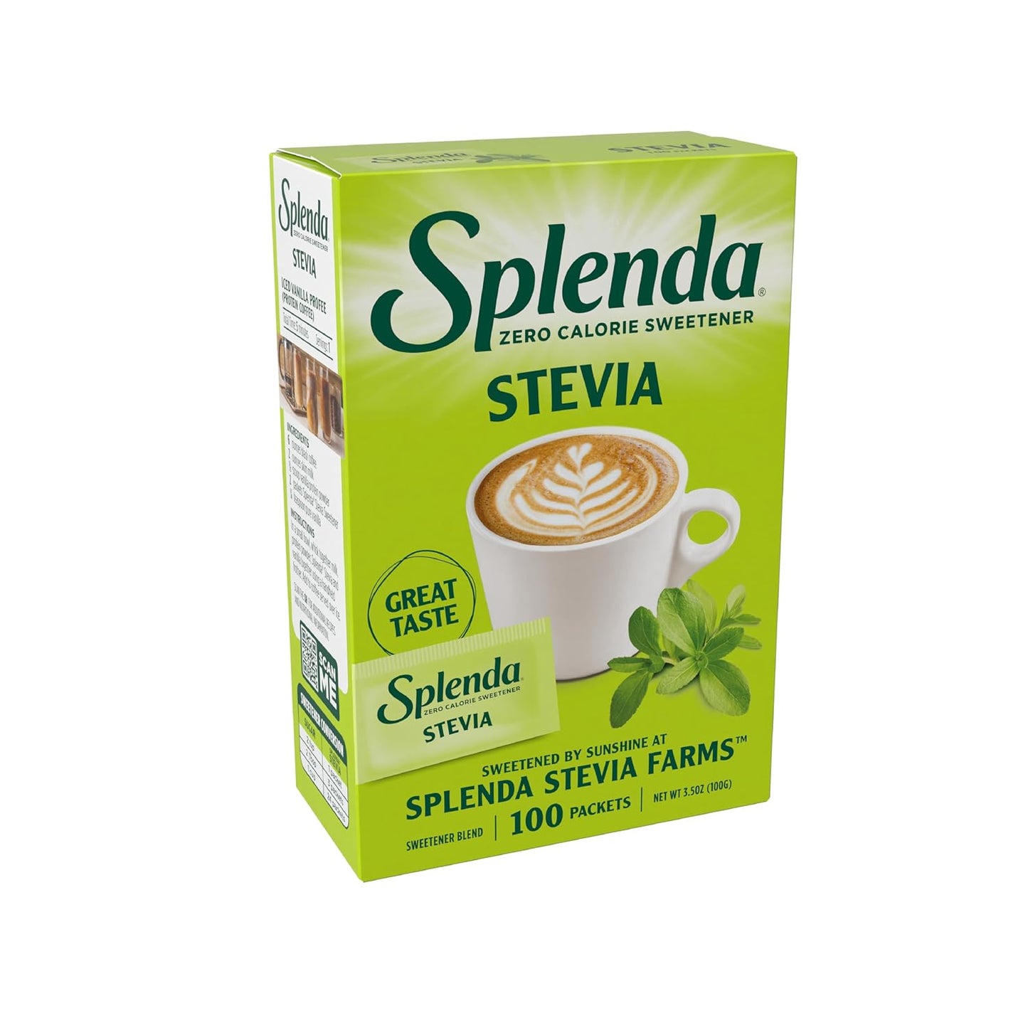 SPLENDA Stevia Zero Calorie Sweetener, Sugar Substitute Packets, 100 Count (Pack of 1)