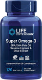 Super Omega-3 EPA/DHA Fish Oil, Sesame Lignans & Olive Extract - For Heart & Brain Health – For Inflammation & Cholesterol Management – Gluten-Free, Non-GMO – Lemon Flavor 120 Softgels