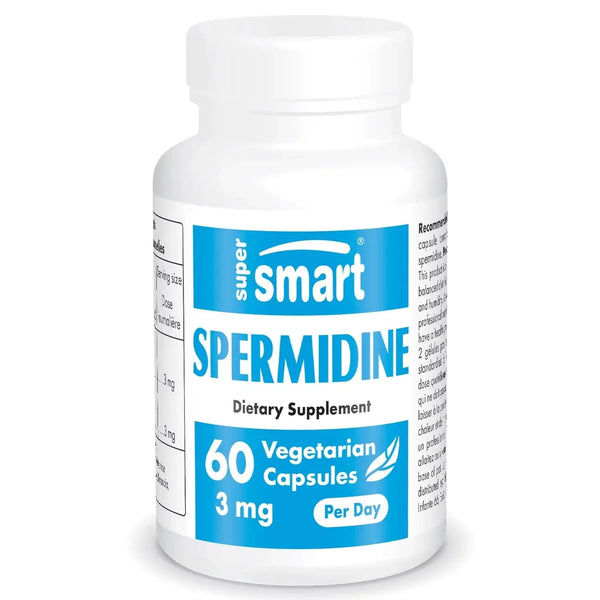 Supersmart - Spermidine 3 mg per Day - Powerful Anti Aging Supplement - Boosts Autophagy | Non-GMO & Gluten Free - 60 Vegetarian Capsules

