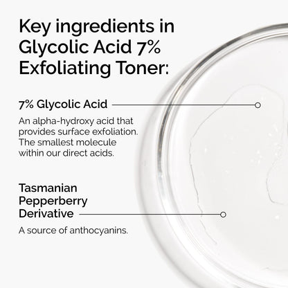 The Ordinary Glycolic Acid 7% Exfoliating Toner, 100ml, Brightening and Smoothing Daily Toner for More Even-Looking Skin Tone