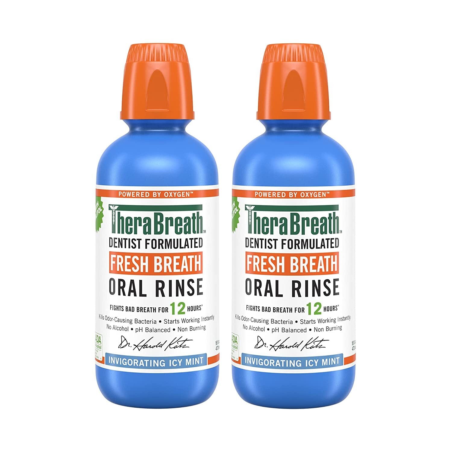 TheraBreath Fresh Breath Dentist Formulated Oral Rinse, Icy Mint, 16 Fl Oz (Pack of 2)
