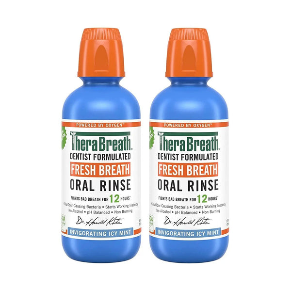 TheraBreath Fresh Breath Dentist Formulated Oral Rinse, Icy Mint, 16 Fl Oz (Pack of 2)

