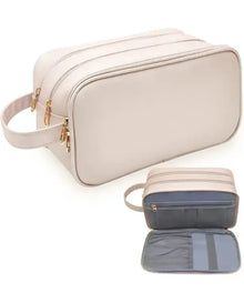 Travel-Essentials Toiletry Bag for Women, Water Resistant Makeup-Bag-For-Travel-Accessories, Dorm Room Essentials, Eco Leather Cosmetic Bag
