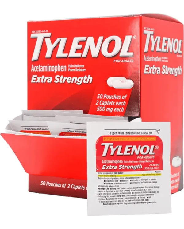 Tylenol Extra Strength 50 Pouches of 2 Caplets Each

