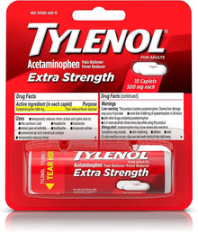 Tylenol Extra Strength Caplets with 500 mg Acetaminophen, Pain Reliever & Fever Reducer, 10 ct
