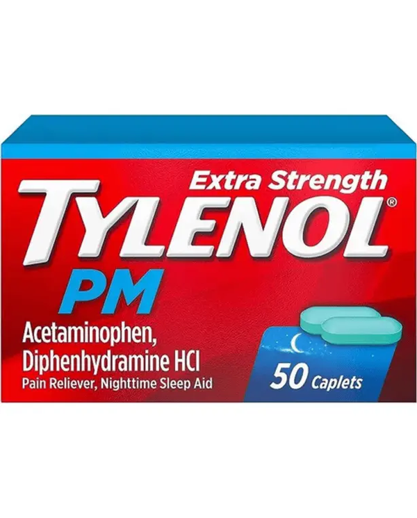 Tylenol PM Extra Strength Pain Reliever & Sleep Aid Caplets, 500 mg Acetaminophen, 50 ct
