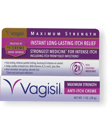 Vagisil Maximum Strength Feminine Anti-Itch Cream with Benzocaine for Women, Helps Relieve Yeast Infection Irritation, Gynecologist Tested, Fast-acting, Soothes and Cools Skin, 1 oz
