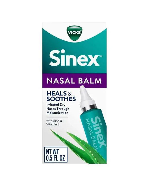 Vicks Sinex, Daily Moisturizing Nasal Balm, with Vitamin E, Hint of Aloe, Soothes and Hydrates Dry Skin Around The Nose, 0.5 FL OZ (Pack of 2)
