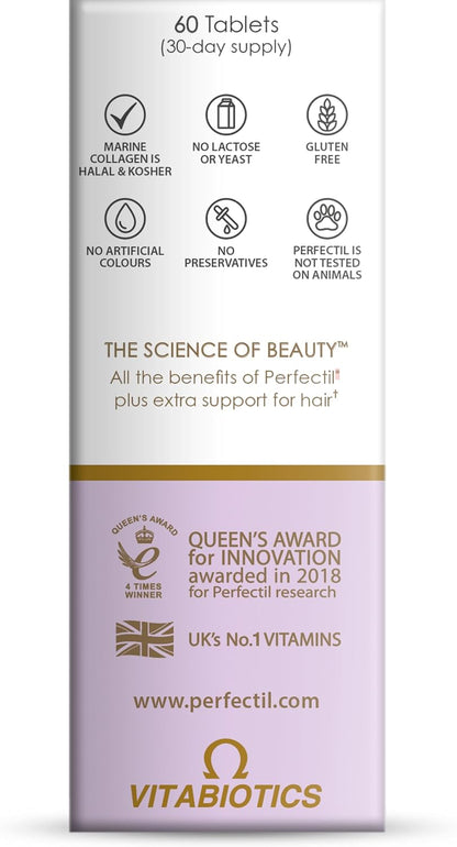 Vitabiotics Perfectil Multivitamin | Hair Growth and Thickening Formula | Supports Thicker, Healthy Hair | Vitamin D, E, Collagen, Biotin, and More