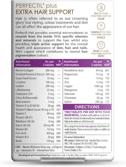 Vitabiotics Perfectil Multivitamin | Hair Growth and Thickening Formula | Supports Thicker, Healthy Hair | Vitamin D, E, Collagen, Biotin, and More