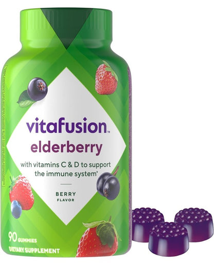 Vitafusion Elderberry Gummy Vitamins, 90ct Elderberry Gummy Vitamins, Chewables, 90 Count