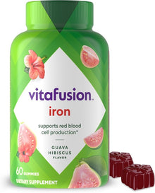 Vitafusion Iron Gummy Vitamin Supplement, Supports Red Blood Cell Production*, Guava Hibiscus Flavor, 30 Servings, 60 Count
