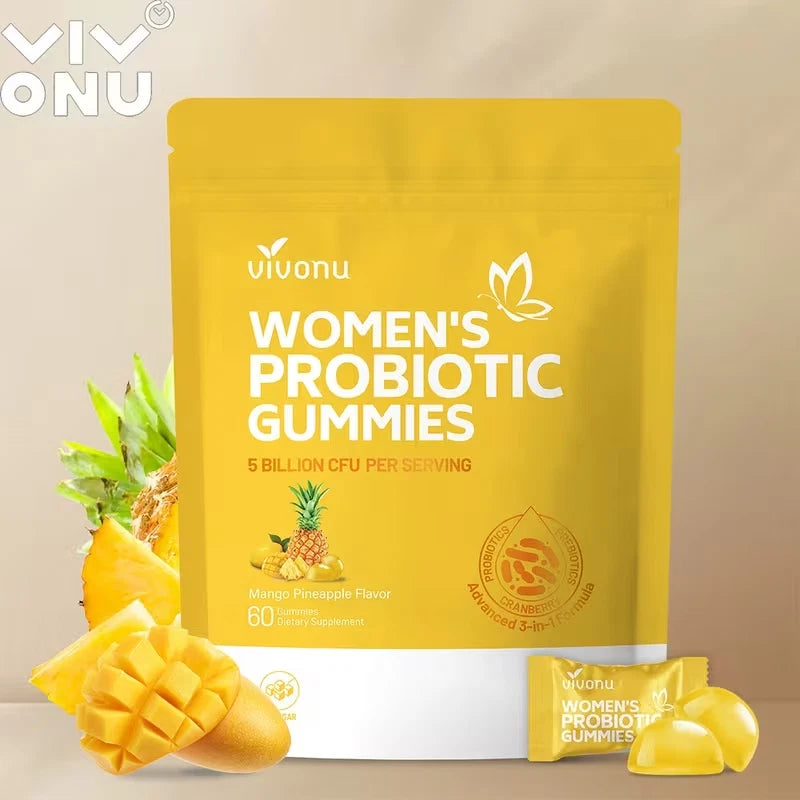 VivoNu Vaginal Probiotic for Women, 5 billion CFU, Mango Pineapple flavor, 60 Gummies