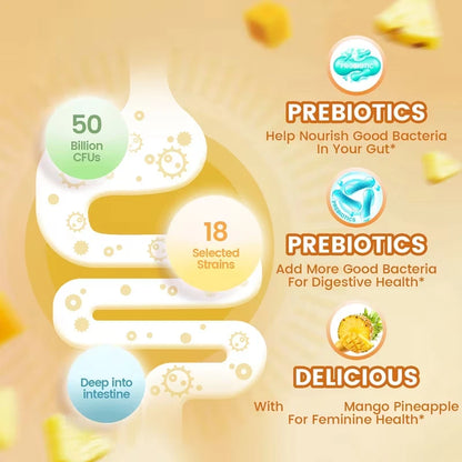 VivoNu Vaginal Probiotic for Women, 5 billion CFU, Mango Pineapple flavor, 60 Gummies