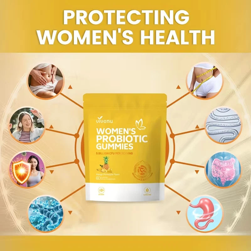 VivoNu Vaginal Probiotic for Women, 5 billion CFU, Mango Pineapple flavor, 60 Gummies